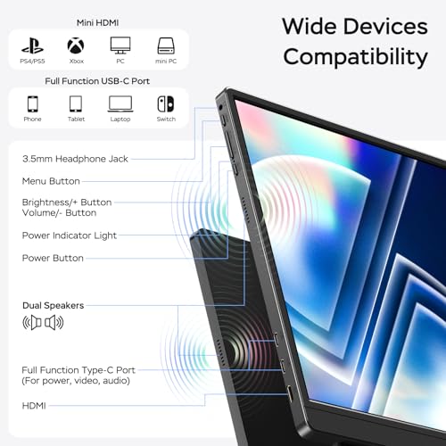 Image of MNN 17.3 inch 2.5K Portable Monitor 165Hz 2560x1440 QHD, 100% sRGB IPS Gaming Monitor, USB-C & HDMI External Display with Kickstand, Slim Semi-Metal Travel Monitor for Laptop, Phone, PS5, Xbox