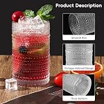 Hobnail Drinking Glasses Set of 8, 12 Oz Highball Glasses & 10 Oz Cocktail Glasses, Clear Embossed Boho Glass Cups Kitchen Bar Tumbler Glassware Set for Whiskey, Beer, Juice, Milk