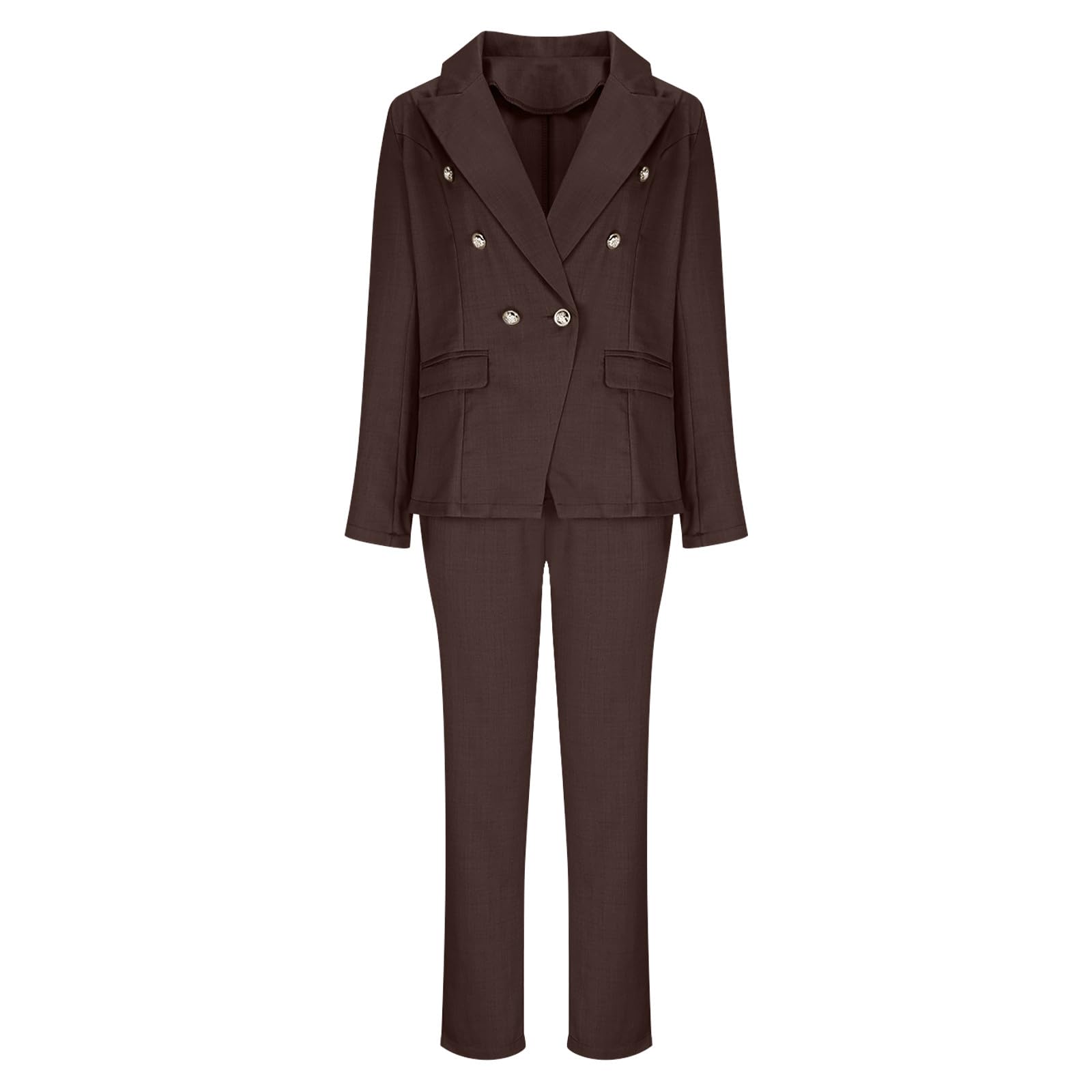 2025 Hosenanzüge Damen Elegant Curvy Sommer Hosenanzug Business Anzug Set Zweiteiler Einfarbig Blazer Hose Festlich Lange Hosenanzüge Sportlich Slimfit Streetwear Frauen Baumwolle Freizeitanzug