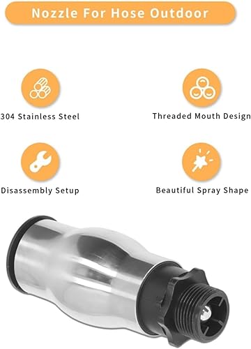 Miniatura 4 de AYNEFY Boquilla de fuente, boquilla de agua de acero inoxidable 304, rociador de estanque, boquilla de fuente de agua, rosca macho G1, boquilla de