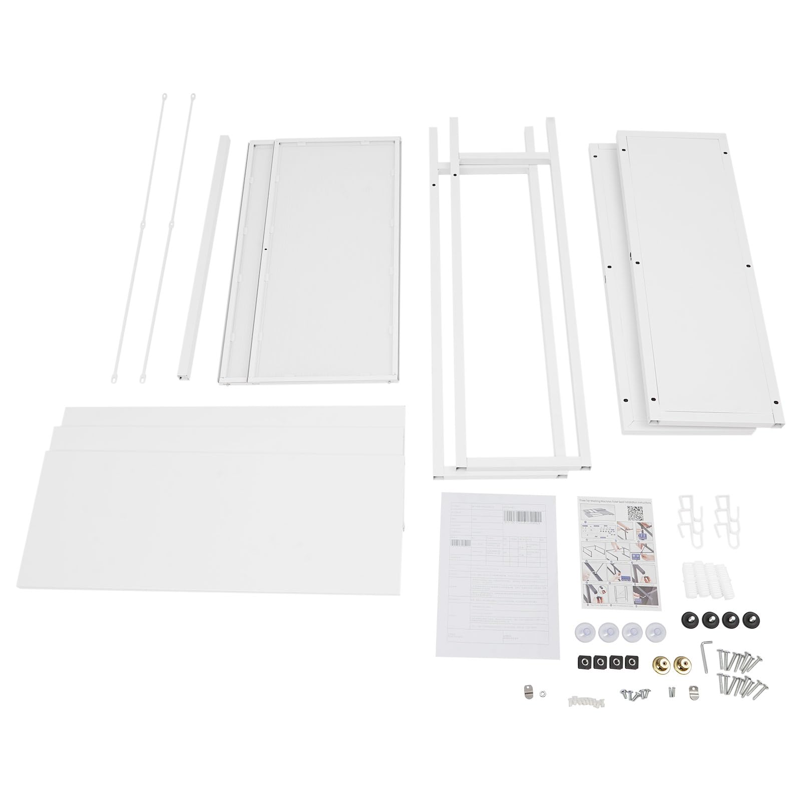 Scaffale per Lavatrice 70x25x167cm Bianco, Mobile da Bagno con 2 Armadietti e 3 Ripiani, Organizer Salvaspazio Moderno Acciaio e PVC Regolabile per Casa Balcone Appartamento