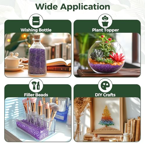 Image of T4U Fish Tank Gravel 2 LB, Tumbled Small Rocks for Aquarium, Glass Beads for Vases, Succulent Rocks for Plants, Aquarium Gravel Decorative Pebbles for Terrarium Crafts Vase Filler, Purple