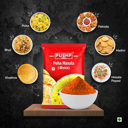 Image of Pushp Poha Masala | 100g Pouch | Indori-Style Spice Mix | Quality Blend | No Preservatives (Pack of 10)