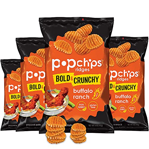 popchips kettle - Popchips Potato Chips Gluten Free, Ridges Buffalo Ranch, 5 Ounce (Pack of 4)