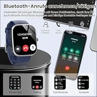 Smartwatch Damen Herren, 1,91" HD Touchscreen Smart Watch mit Telefonfunktion, 112+ Sportmodi Sportuhr, IP68 Wasserdicht Fitnessuhr mit Schrittzähler/Herzfrequenzmonitor/Schlafmonitor Stahlblau – Ansicht 5
