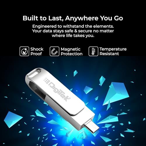 Image of Digitek (DDUD 32G V3.0) Metal Body 32GB Storage 3.0V Dual Drive Flash Drive, USB-A & Type-C, Pen Drive, Magnetic, X-Ray & Temperature Resistant, Use with Smartphones, Tablets, Macs & USB-A Computers