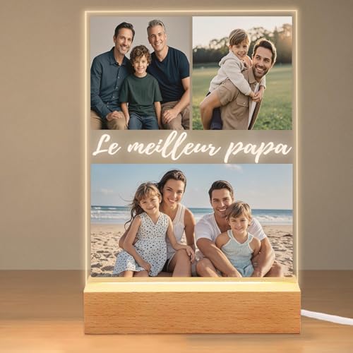 ABirdon Cadre Photo Personnalisé Fête des Pères, Cadeau Personnalisé pour Papa, Meilleur Cadeau d’Anniversaire pour Papa, Idée Cadeau Unique pour Père,Noël et...