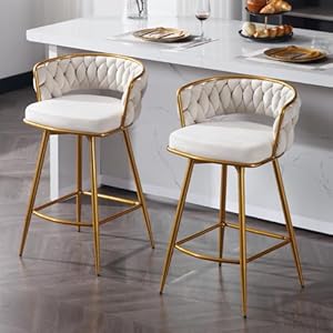 BV 26” Velvet Counter Stools Set of 2, Luxur...