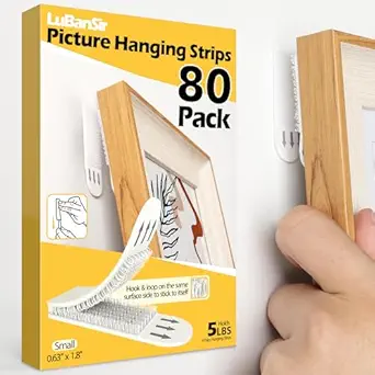 LuBanSir Picture Hanging Strips, 5 lb Damage-Free Adhesive Picture Hangers, 40 Pairs