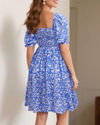 Image of Pinup Fashion Summer Dresses for Women 2025 - Easter Graduation Spring Puff Sleeve Smocked Short Sundress