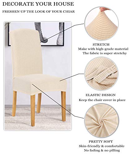 Tianshu Stretch Chair Covers For Dining Room Set Of 4, Dining Room Chair Covers For Home Decor, Removable Dining Chair Cover Non-Slip Kitchen Chair Cover Parson Chair Slipcover (4 Pack, Beige) #TOP3