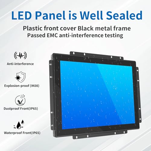 Image of 17 Inch Open Frame Touch Monitor, PCAP 10-Point Touch Industrial Touchscreen Monitor, with HDMI /VGA /DVI Interface, Active Matrix TFT LCD,LED Backlight, with VESA Mount