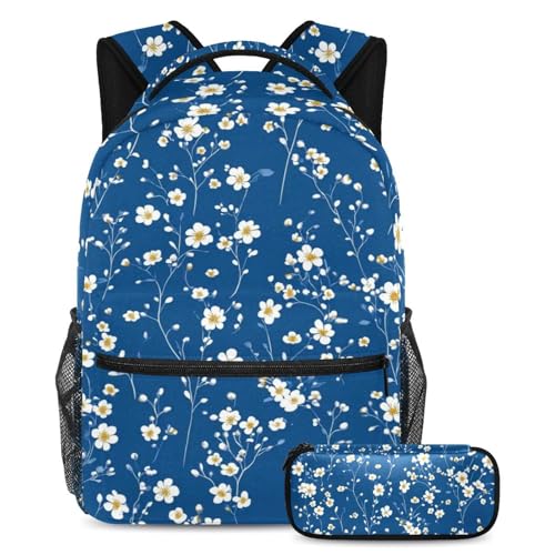 Sac à dos fleurs blanches mignon : le kit scolaire pour une rentrée joyeuse