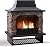 Sunjoy Outdoor Fireplace, Heavy Duty Patio Wood Burning Fireplace with Steel Chimney, Mesh Spark Screen Doors, Removable Grate and Fire Poker, Black