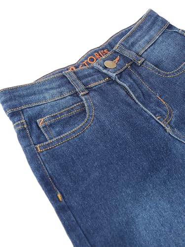 Image of Tales & Stories Boys Slim Fit Denim Jeans | 5-Pocket Stylish Mid-Rise Pants| Durable Cotton Denim Lycra with Button Closure | Casual Wear