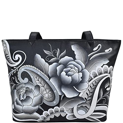 Anna by Anuschka Large Tote, Peonies and Paisley Black