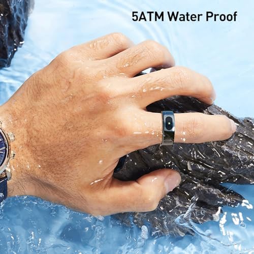 Smart Ring for Women & Men - Touch Control Health Tracker with Skin Temperature Monitoring, Sleep, Step & Exercise Tracking, Music & Video Control (Glossy Silver, 9#) — view 4