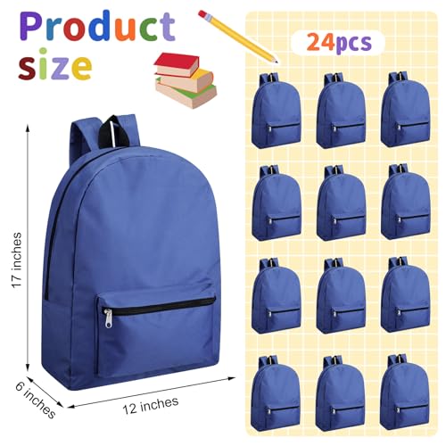 Image of Amylove 12 Pack Backpack in Bulk 17 inch Lightweight Outdoor Travel Bag Classic Bookbags Bulk for Elementary Middle High(Navy Blue,Fresh)