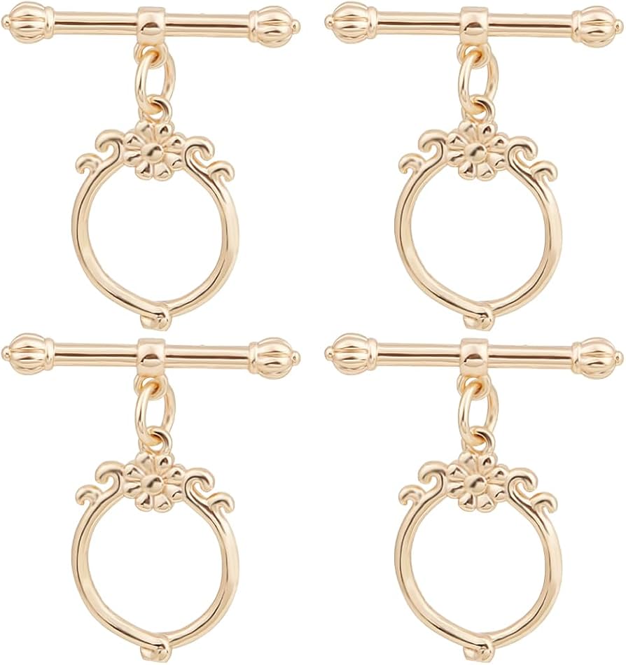 Aazon.co: PH PandaHall 18k Gold Plated Toggle Clasps, 8 Styles T-Bar Closure Clasp Flower Ring...