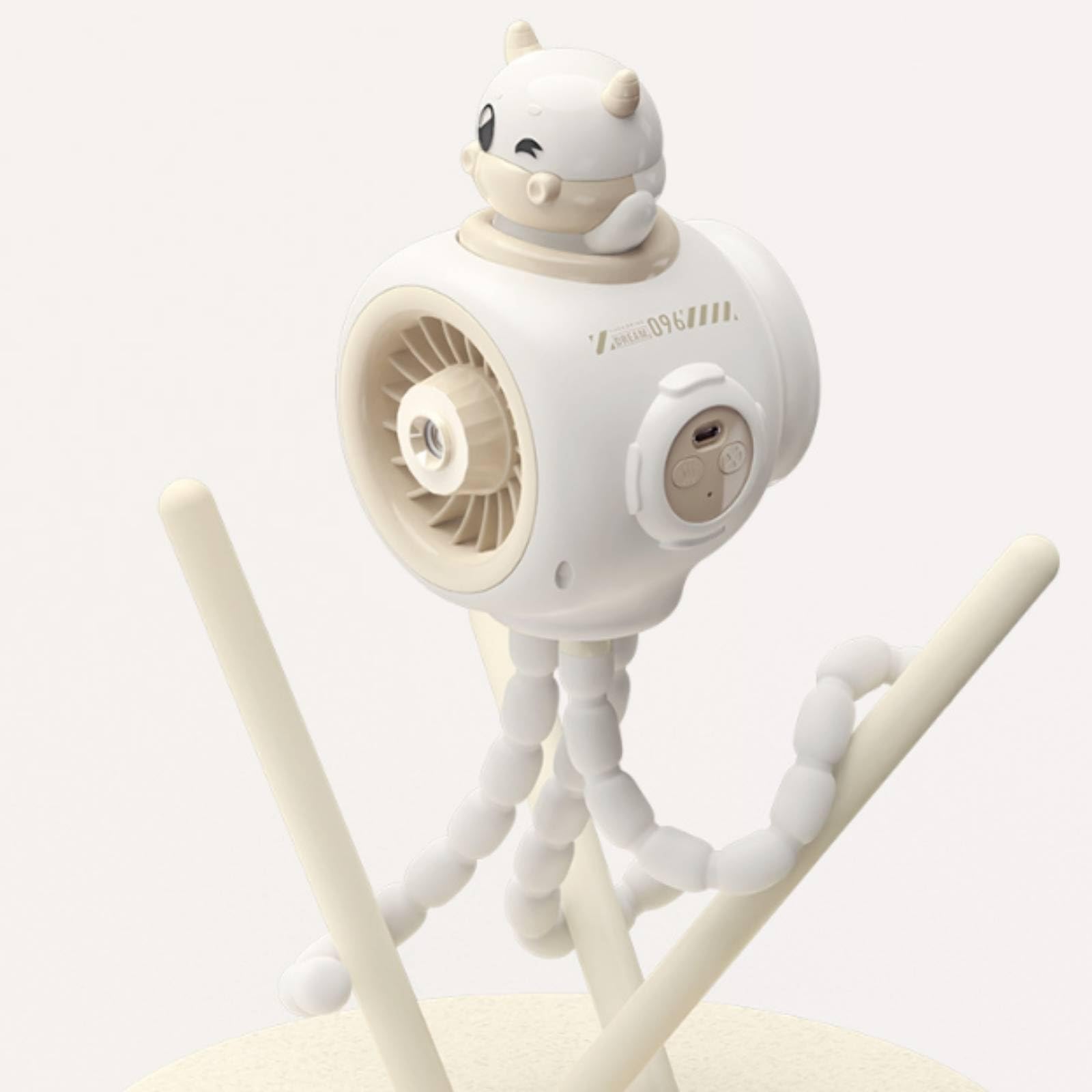 Mini Ventilateur avec Trépied Flexible Compact Ventilateur Vaporisateur Rafraîchissant 3 Vitesses pour Bébés, Poussette