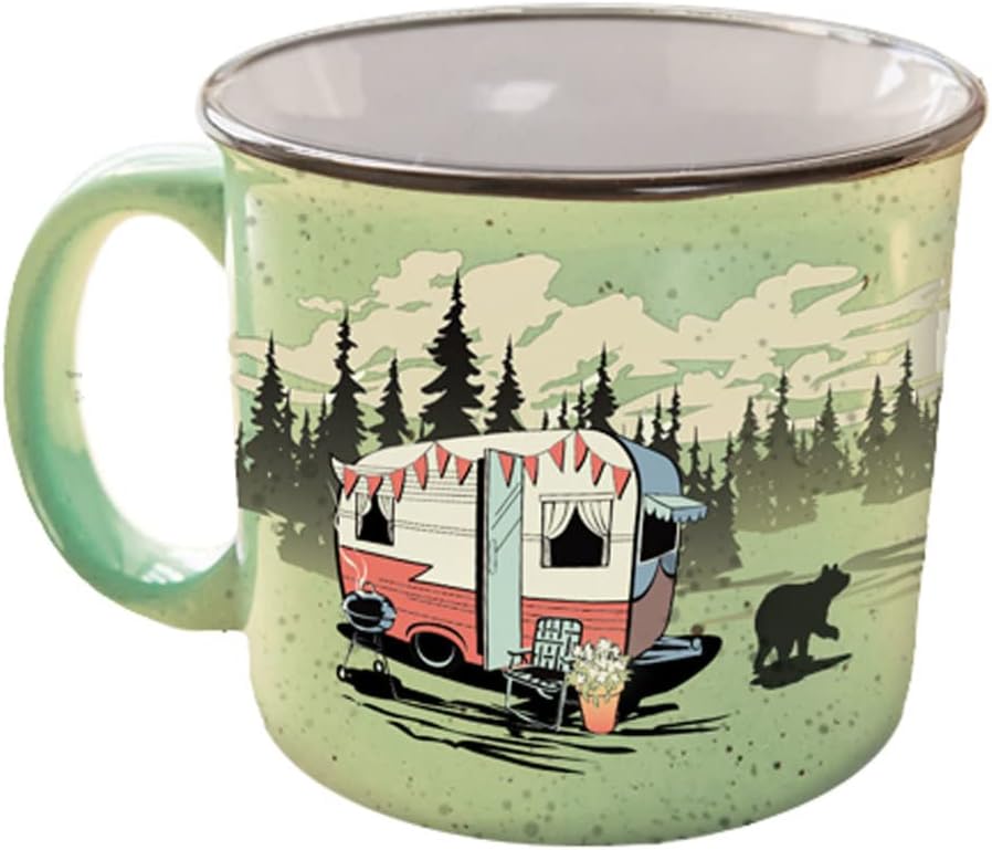 Ceramic Coffee Mug - 15 oz Retro Inspired Camping Mug - for Hot & Cold Drinks - Works as a Tea, Soup, & Coffee Mug - Stylish, Versatile, & Microwaveable Camping Coffee Mugs by Camp Casual