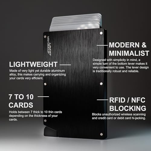 Pop Up Card Holder Slim Minimalist Metal RFID Blocking Wallet for Men or Women (Black)2