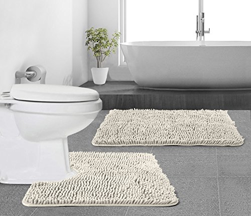 image for Gorilla Grip Original Shaggy Chenille 2 Piece Area Rug Set, Many Color