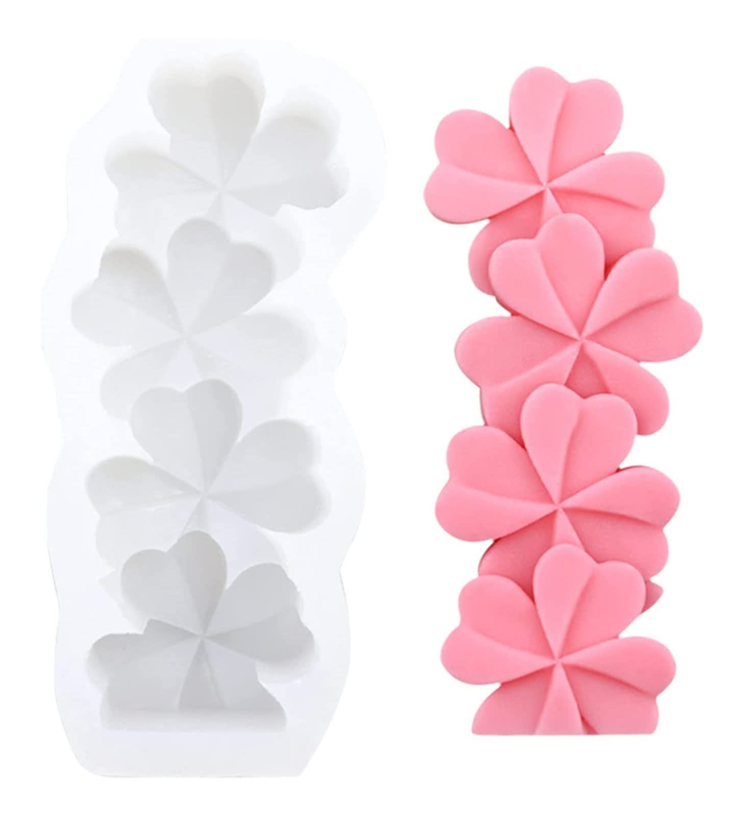 RKPM HOMES Four Leaf Clover Shape Pillar Resin Candle Molds I 3D Fondant Silicone Wax Mould I Handmade Candles Ornament Making I for DIY Chocolate, Cake Décor, Aromatherapy, Soap, Resin Art Craft Making-image-4