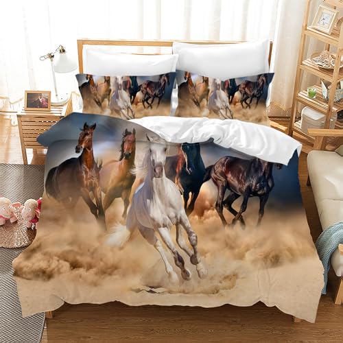 Housse de couette cheval 135x200cm en microfibre avec taies d'oreiller - 2