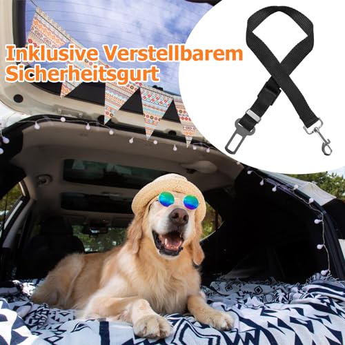 Izrielar Hundegitter Auto, Autoschutzgitter Trenngitter Universal, Autoschutzgitter Verstellbare Breite mit Sicherheitsgurt für Hunde, Maße 30 x 90-145 cm