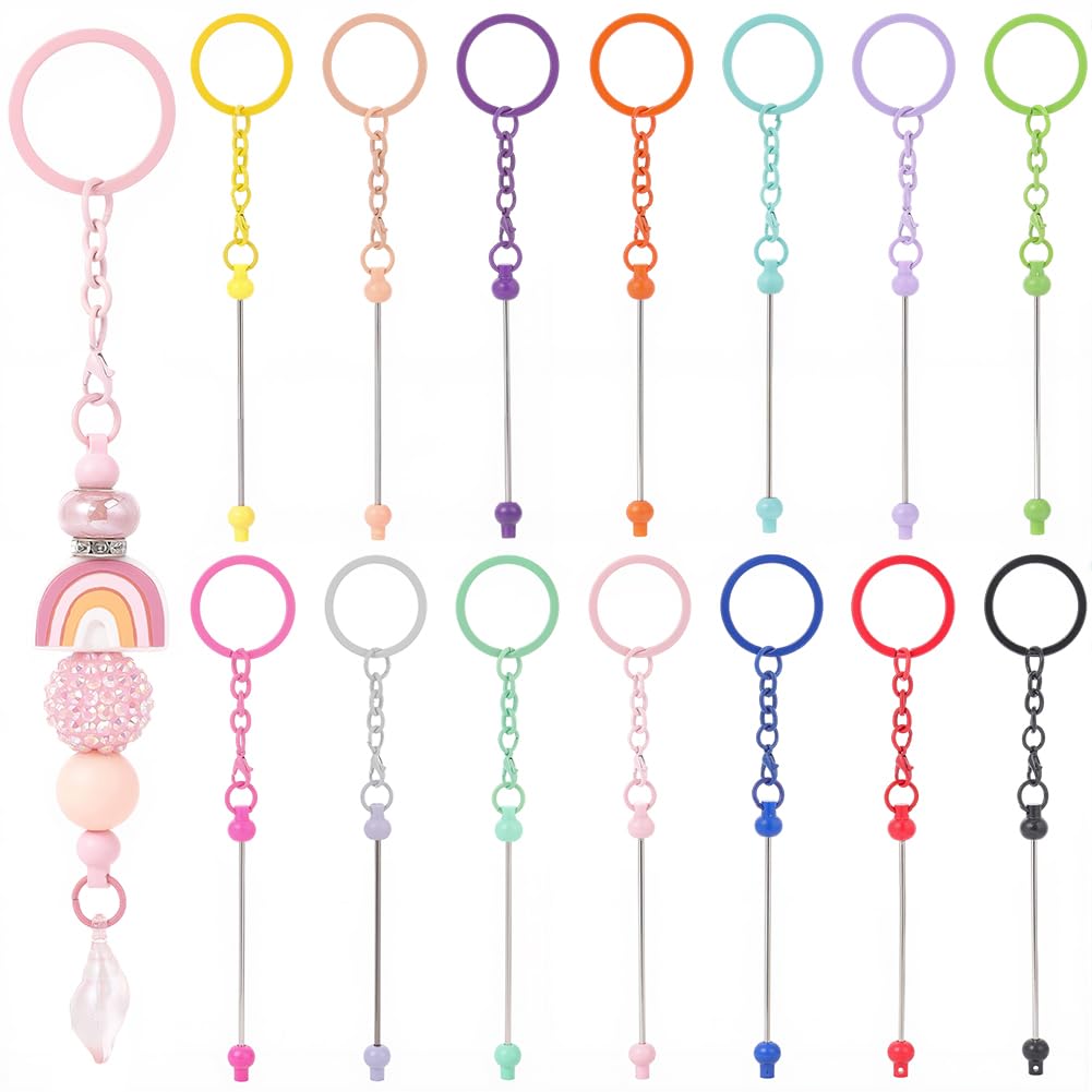 Kit de 28 llaveros con cuentas en 14 colores de aleación y plástico para manualidades