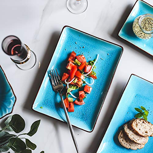 Ceramiczna zastawa stołowa Pękanie lodu glazura ceramiczne zastawy stołowe naczynia gospodarstwa domowego miski ryżu gotowane na parze dania rybne porcelanowe niebieskie płytkie talerze zestaw sztućcó