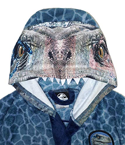 Jurassic World Dinosaur Boys Blue Raptor Fleece Robe2