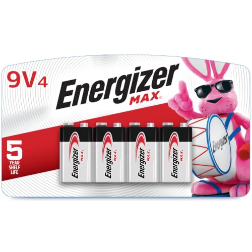 Energizer MAX 9V Batteries (4 Pack), 9 Volt Alkaline Batteries