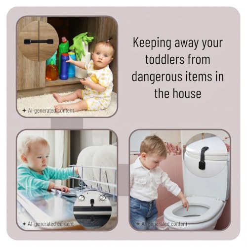 Image of Bates- Child Safety Strap Locks, 16 Pack, Black, Baby Cabinet Locks with Adjustable Strap Length