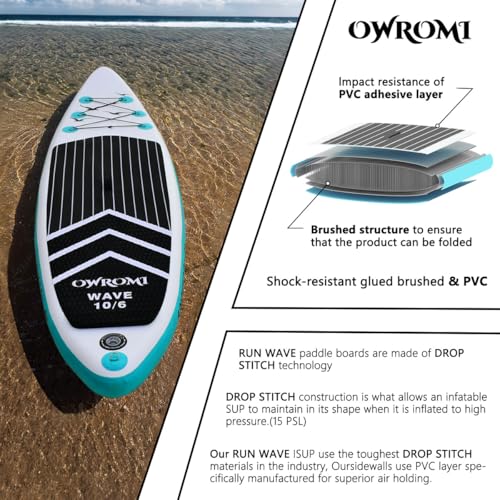 SUP Inflatable Stand Up Paddle Board 10\'6\" Ultra-Light Thick Paddleboard for All Skill Levels ISUP Paddle Board with Accessories - Thumbnail 3