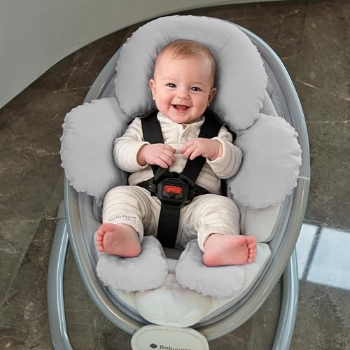 Pro Goleem Infant Car Seat Head Neck Body Support, Ultra-Soft Minky and Microfiber Newborn Car Seat Insert, Perfect for Car Seat, Stroller, 2-in-1 Reversible, for Boys and Girls, Gray