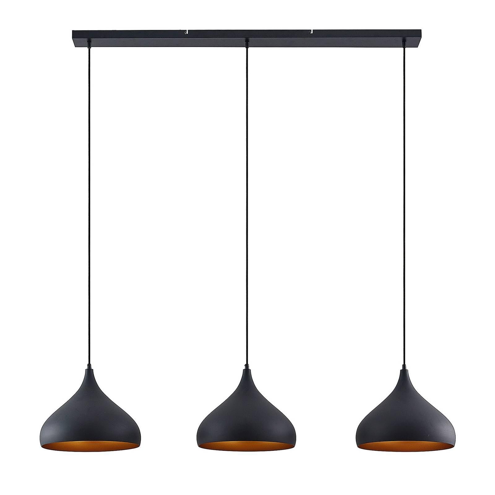 Lindby Elamira Pendant Light, Black, Metal, 133Cm, 3-Bulb.