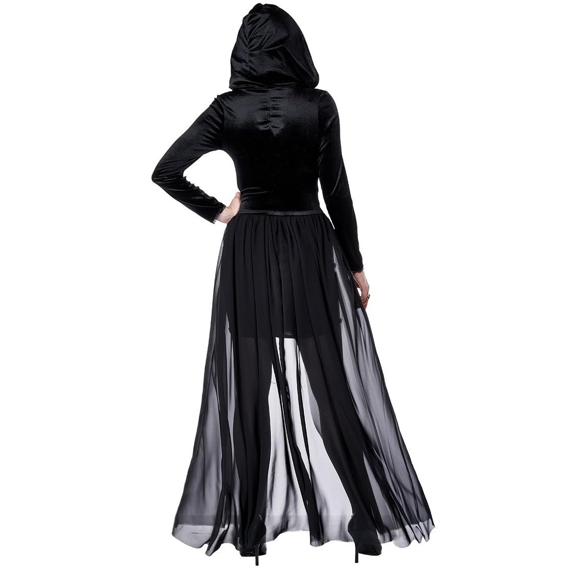 THSCWY Adult Gothic Renaissance Dresses With Hood Cloak Halloween Cosplay Costume for Women Black Vampire Accessorie Bat Cape - Image 3