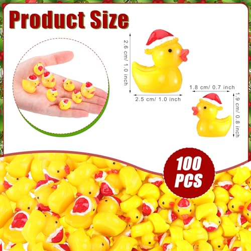 100 mini canards de Noël en résine avec chapeaux pour micro paysage - 3