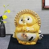 信楽焼 風水狸（黄） しがらきハンカチパッケージ 信楽焼き 陶器 しがらきやき たぬき タヌキ 置物 置き物 おきもの 縁起物 進物 ギフト ta-0092 (黄)