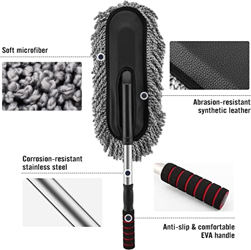 Microfiber-Car-Duster-KitCar-Duster-Long-Handle-Brush-Interior-Exterior-Car-Cleaning-ClothScratch-Lint-Free-Pollen-Removing-Best-Tools-Best-for-Cars-SUVs-Sedan-Car-Cleaning-Kit-2-PCS Microfiber Car Duster Kit,Car Duster-Long Handle-Brush Interior & Exterior Car Cleaning Cloth,Scratch & Lint Free, Pollen Removing Best Tools Best for Cars, SUVs, Sedan, Car Cleaning Kit (2 PCS)