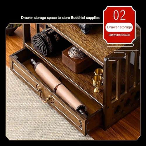Autel de Bouddha pour Puja table de méditation à tiroir
