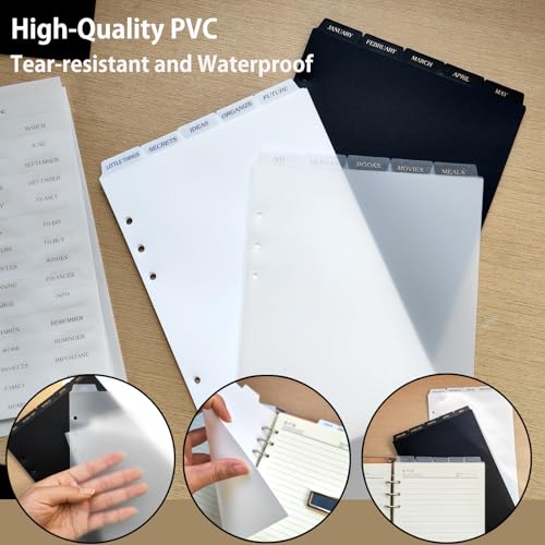 DY.2ten Clear Dividers for 6 Ring Binder, 5 Top-Edge Index Tabs, A5 Sturdy Plastic Binder Divider, Insertable Notebook Planner Tab Dividers for Binders with 2-Stickers, Translucent - Image 4