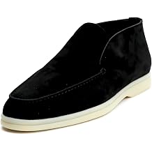 XOBZJH Womens Premium Sheepskin Suede Ankle Booties,Slip-On Loafer Boots, Soft Chukka Style with White Rubber Sole,Comfortable Walk Shoes for Office & Daily Wear
