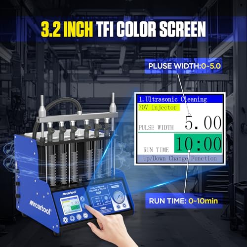 MR CARTOOL V310 Fuel Injector Cleaner Tester Machine, 110V/220V Fuel Injection System Cleaners with 6 Cylinders, Ultrasonic Test Clean Tool Kit for Diesel Gasoline Standard GDI/EFI/FSI Injectors