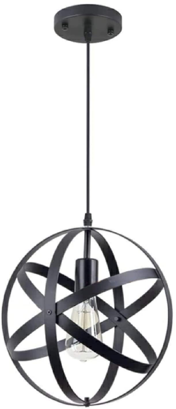 Daoke Chandelier, Industrial Metal Chandelier Kitchen Spherical Chandelier Restaurant Farmhouse Entryway Corridor Decoration (Color : Black)
