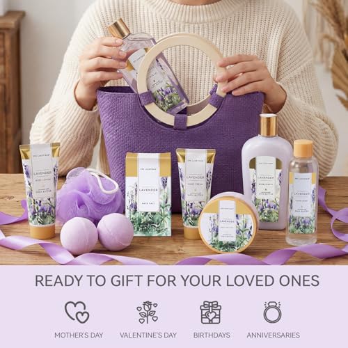 Image of Spa Luxetique Lavender 10pc Gift Baskets Birthday Gifts for Women