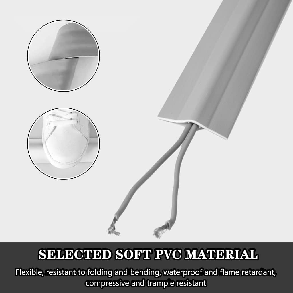 Floor Cable Protector Low Profile Hotel Durable Soft PVC Floor Cord Cover, Easy to Install/Cut Anti-Trip Floor Cable Cover, Protect and Hide Cables (Color : White, Size : 10M)