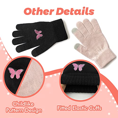 GSAFEME Kids Winter Gloves with Touch Screen Full Finger Thermal Half Finger Magic Stretch Knit Mittens for Girls and Boys4